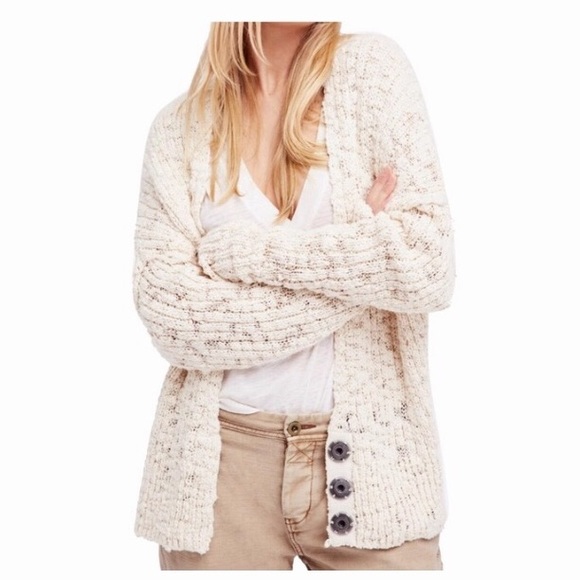 FREE PEOPLE Chunky Knit Oversized SWEATER Cardigan - Picture 5 of 8
